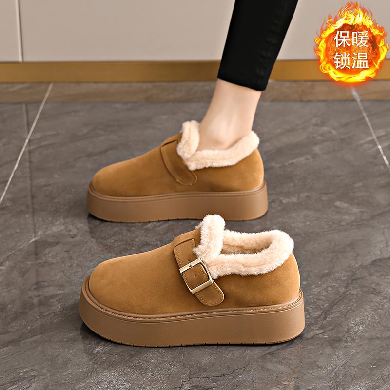 Samt Doudou Birkenstocks mit dicker Sohle neue warme Winter Birkenstocks Baumwollschuhe Schneestiefel