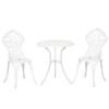 3 Pcs Aluminium Bistro Set Garden Furniture Dining Table Chairs Antique Outdoor Seat Patio Seater White