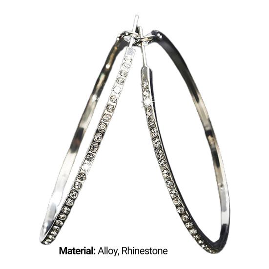 Hoop Earrings Good Touch Exquisite Workmanship Rhinestone Decor Big Circle Loop Women Earrings for