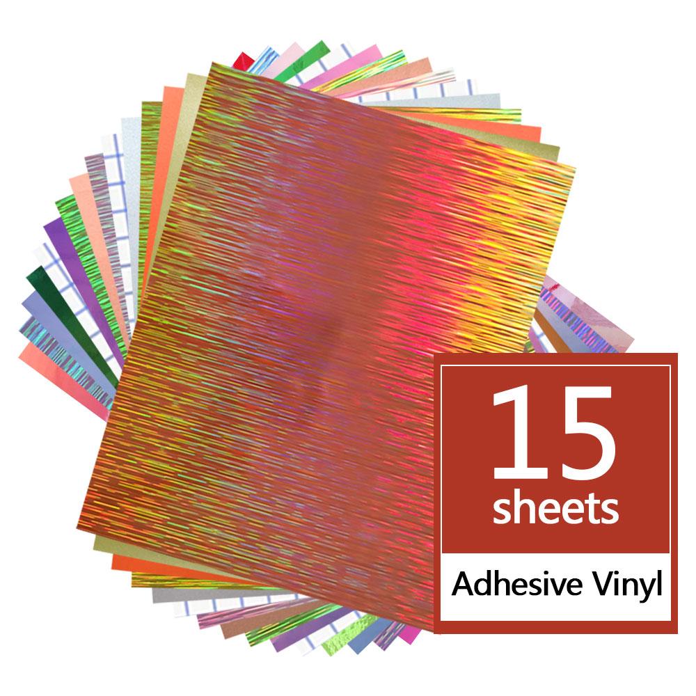 15 Sheets 12"x10" Bundle Removable Adhesive Craft Vinyl Making Signs Pattern for Festival Party Mugs Decor Cards Cut Film DIY