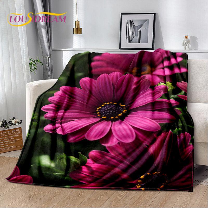Nordische 3D-Gänseblümchen-Blume, weiche Plüschdecke, Flanelldecke, Überwurf, Decke für Wohnzimmer, Schlafzimmer, Bett, Sofa, Picknick, Bettdecke