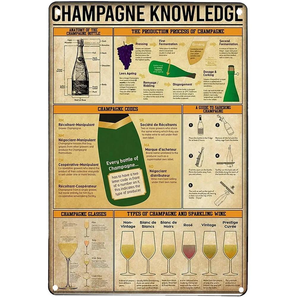 French Champagne Retro Vintage Metal Tin Signs Posters Plate Wall Decor for Home Bars Cafe Man Cave Clubs Retro Posters Plaque
