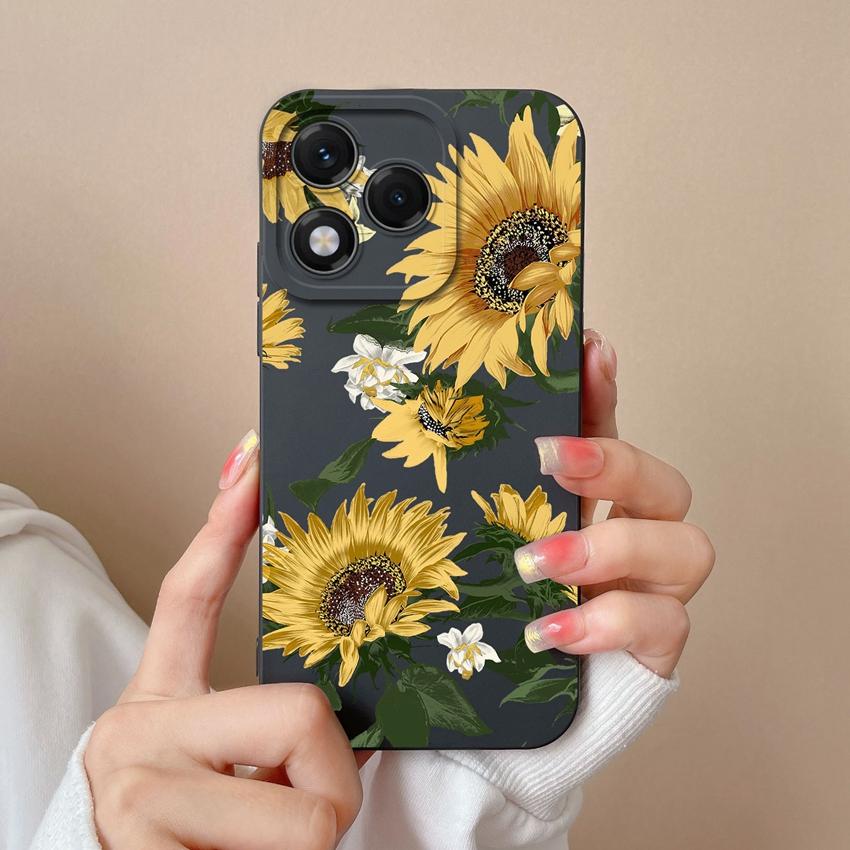 Telefontokok Huawei Honor 400 Lite X8 X6b X7c X60 X5b X8c X9c készülékekhez Gyönyörű Pillangó Napraforgó Puha Folyékony Szilikon Porálló Héj Huawei Házhoz