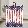 4th of July USA Flannel Blankets Super Warm Bedding Throws for Home Decor Travel Fluffy Bedspread Sofa Bed Cover