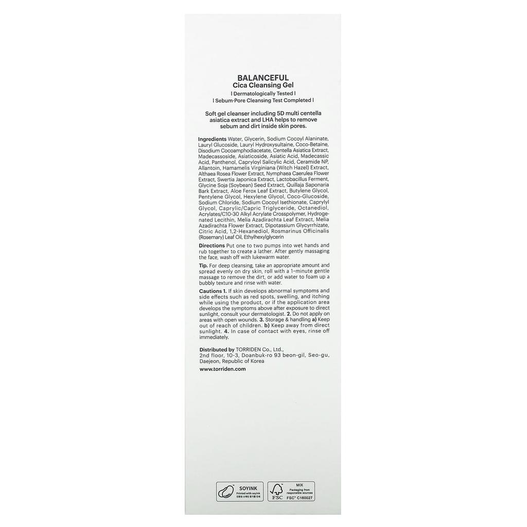TORRIDEN Balanceful Cica Reinigungsgel, 6,76 fl oz (200 ml)