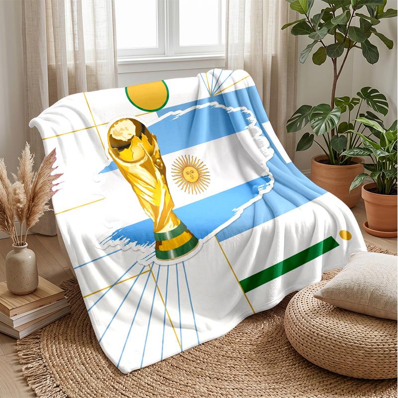 Argentinien Fußball Aufdruck Flanelldecke Hautfreundlich Warm Dekorative Decke für Innen Couch Bett Tägliche Nutzung