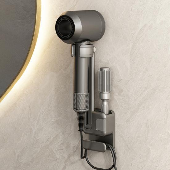 Hands-Free Hair Dryer Stand Blower Stand Adjustable Design Strong Load-bearing Easy To Install Bathroom Hair Dryer Rack