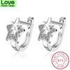 Brilliant Star Creolen 925 Sterling Silber Schillernde Zirkonia Kreis Kleine Ohrringe Für Frauen Silber 925 Schmuck Cte076