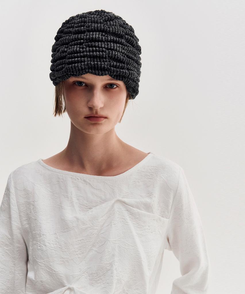 Kimjisu Melange Ruched Beanie _ Black