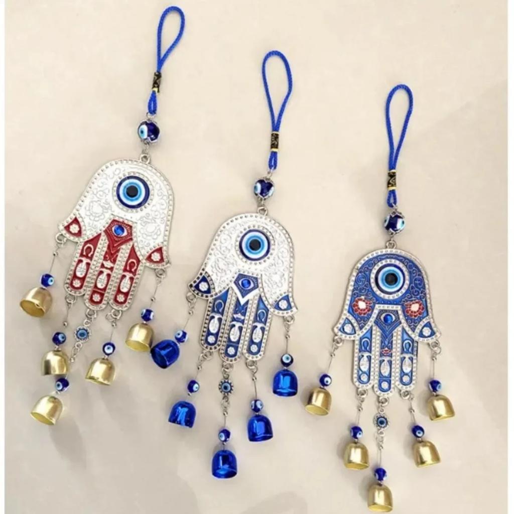 Fatima's Hand Wind Chime Pendant Retro Blue Eye Jewelry Pendant Devil's Eye Wall Haning Decoration Wind Chimes