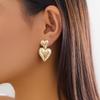 Fashion Design Sense Metal Peach Heart Love Stud Earrings, Retro Versatile Striped Star Earrings