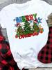 (Asian Size) Sweet Lovely 90s Merry Christmas Tee Top Festival New Year Holiday Casual Lady Short Sleeve Fashion Women Print Graphic T-shirts