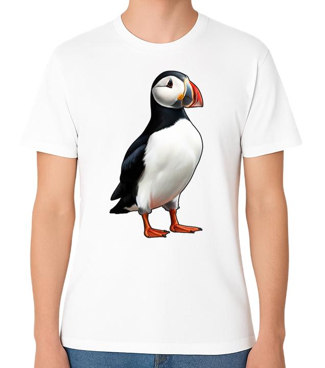 Puffin Seabird Illustration T-Shirt Cute Coastal Bird Lover Gift Unisex Tee