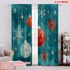 2pcs,2D Plane Printing Curtain Popular Snowman and Christmas Gifts Versatile Polyester Fabric (without Rod) Holiday Use for