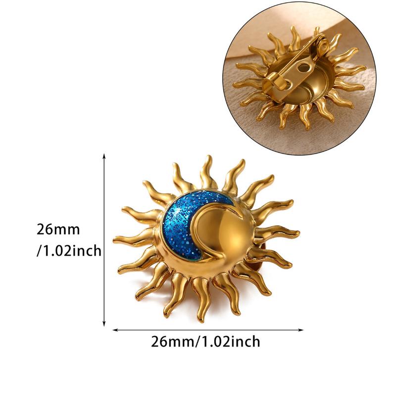 1Pcs Geometric Spiral Sun Flower Decor Pins Gold Color Elegant Women'S Brooch Stainless Steel Waterproof Party Wedding Jewelry