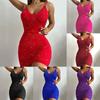 Mode Dames Zomer Sexy Backless Jurk Effen Kleur Pailletten Pakket Hip Jarreteljurk