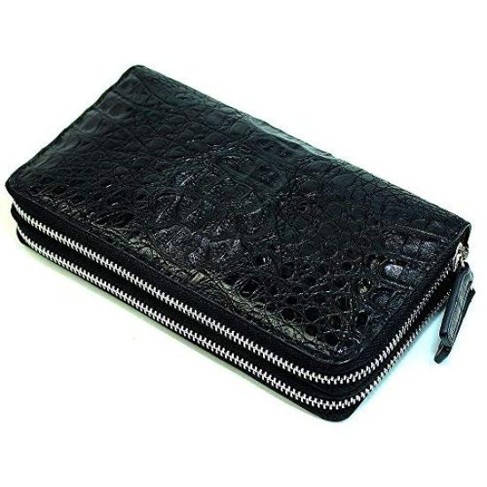 GODANE Crocodile Double Round Zipper Long Wallet [Bonus Included] Men's Spcw8055.bk (105)
