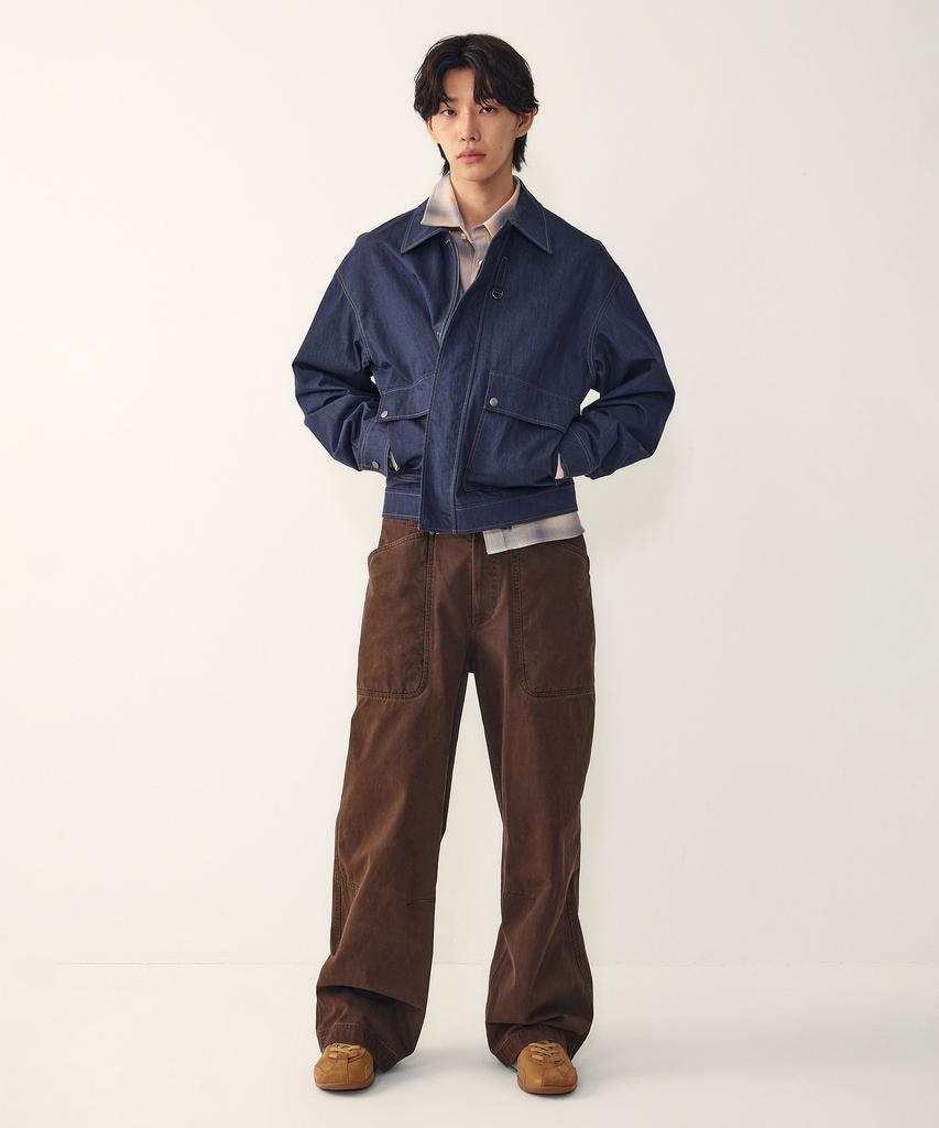Studio Tomboy [Men] Denim-Like Collared Jumper_Indigo 9156113125