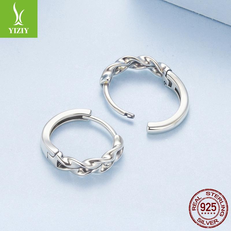 Twist Line Ear Buckle Female Cold Wind S925 Sterling Silver Earrings Earrings