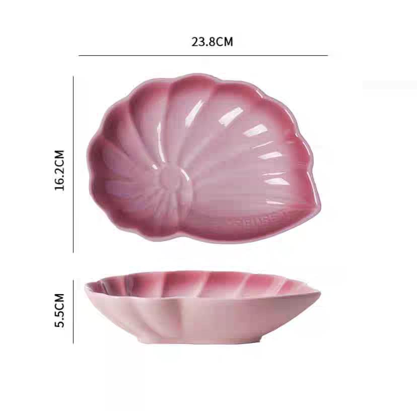 Plato de Postre de Caracola Plato Hondo Lindo Color Bajo Esmalte Plato Cerámico Sólido Adorno para el Té de la Tarde en Casa Vajilla Cerámica Platos