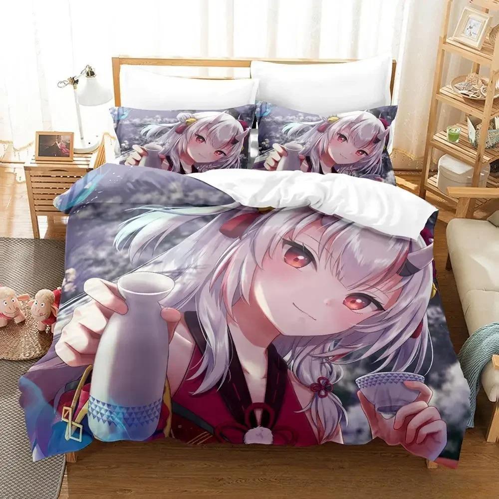 Kawaii Nakiri Ayame 3D Anime Bedding Set Single Twin Full Queen King Size Duvet Cover for Adult Kid Bedroom