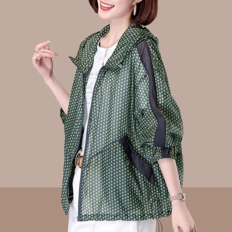 Abbigliamento estivo per la protezione solare da donna, Abbigliamento per la protezione solare, Carne sfusa, Moda di grandi dimensioni, Camicia per la protezione solare alla moda per tutti gli abbinamenti