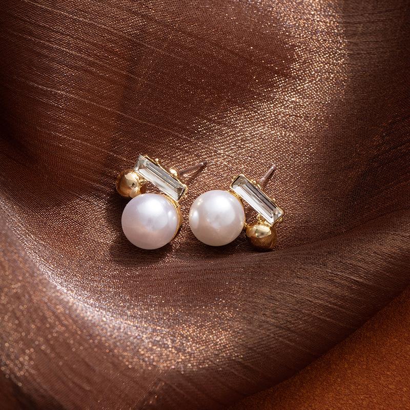 Elegant Xiaoxiangfeng Diamond Pearl Earrings Premium Light Luxury Niche Earrings 925 Silver Needle Stud Earrings Jewelry