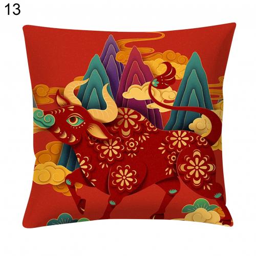 Bedroom Living Room Pillowcase Decorative Ornaments Chinese New Year Printed Bed Sofa Cushion Cover