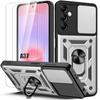 Case for Samsung Galaxy A37 5G, with Anti-Scratch Camera Protection - Silver - 2 Tempered Glasses