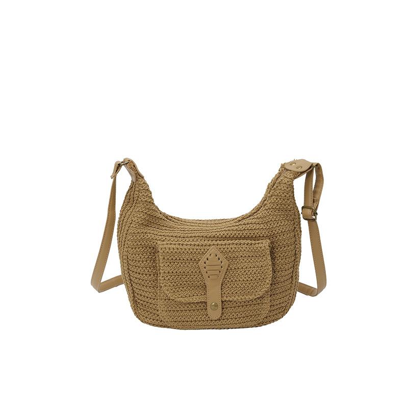 Large Capacity Woven Women's Bag, Commuting Bag, Crossbody Bag, Beach Style Dumpling Bag