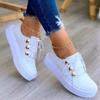 Chaussures d'été blanches pour femmes Mode Bout rond Chaussures à plateforme Grande taille Baskets décontractées Lacets Ballerines Femmes Chaussures de tennis à enfiler