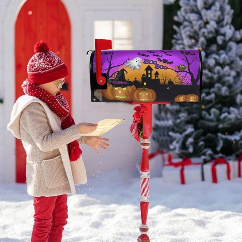 Holiday Magnetic Mailbox Wrap Seasonal Decoration Waterproof Polyester Easy Change Design Gift Ready