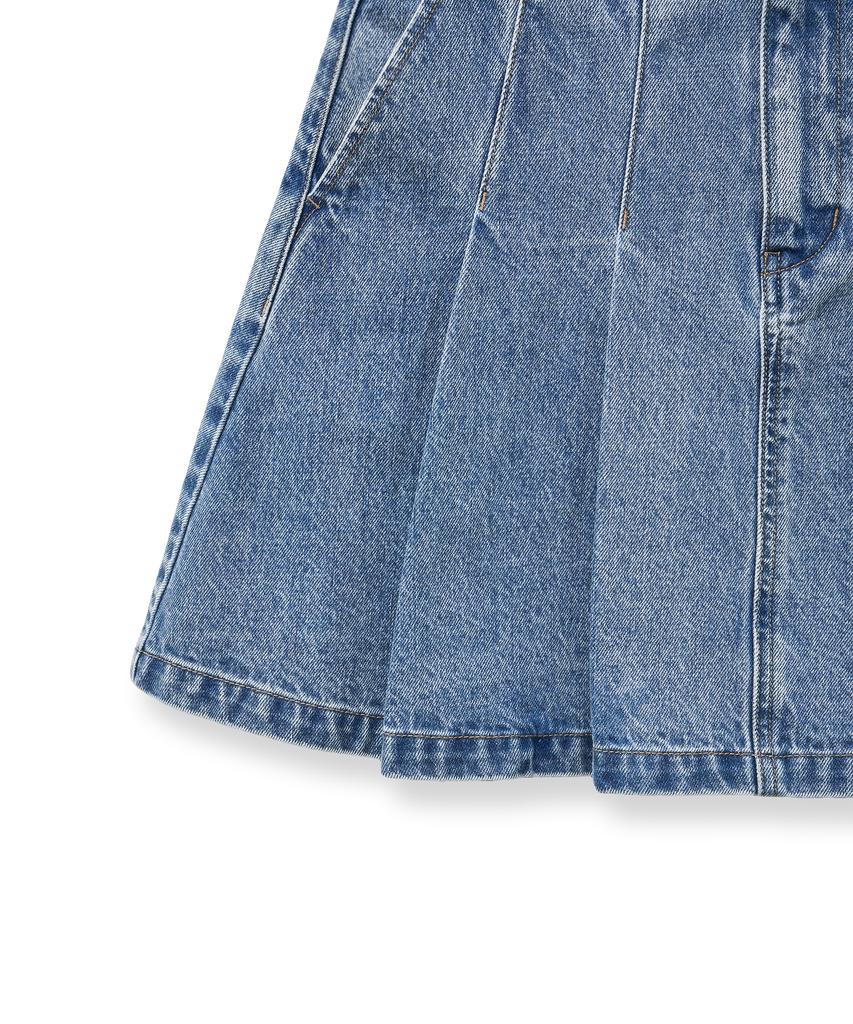 Yale Denim Pleated Skirt_Light Blue