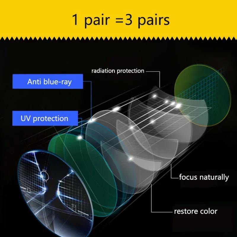 Folding Reading Glasses Portable Progressive Biofocal Anti Blue Ray Presbyopic Eyewear with Leather Case