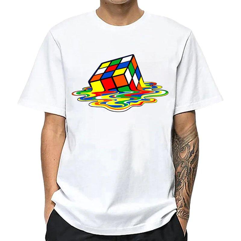 Summer Men's T-shirt High Quality 100% Cotton Magic Square Printing O-neck For Men Tees Casual Cool Hip Hop Short Sleeved Tops