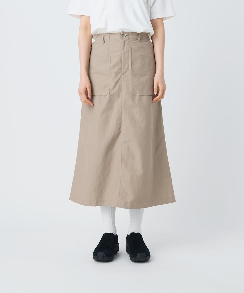 Snow Peak Light Dobby Cloth Skirt SK-26SW001, Black, Size 1. Women's Lightweight Dobby-woven Skirt for Everyday and Outdoor Wear.
