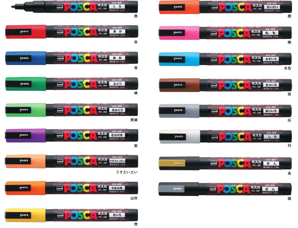 Mitsubishi Pencil Uni Posca Sign Fine Round Pack of 10 Water-Based Pens, Point, Tip, Blue, PC3M.33,