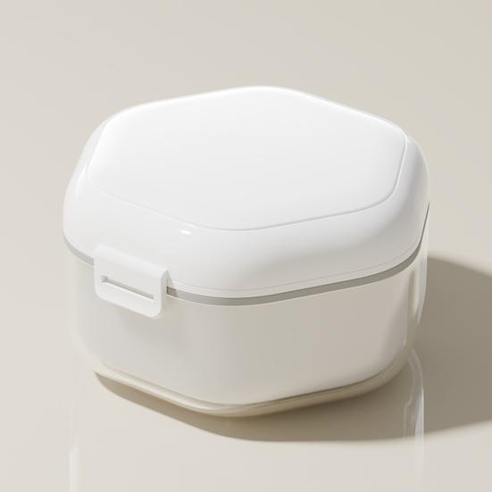 Double Layers Retainer Case Portable Soaking Denture Bath Box with Strainer Basket Invisible Brace Mouth Guard Dental Aligner Container Holder