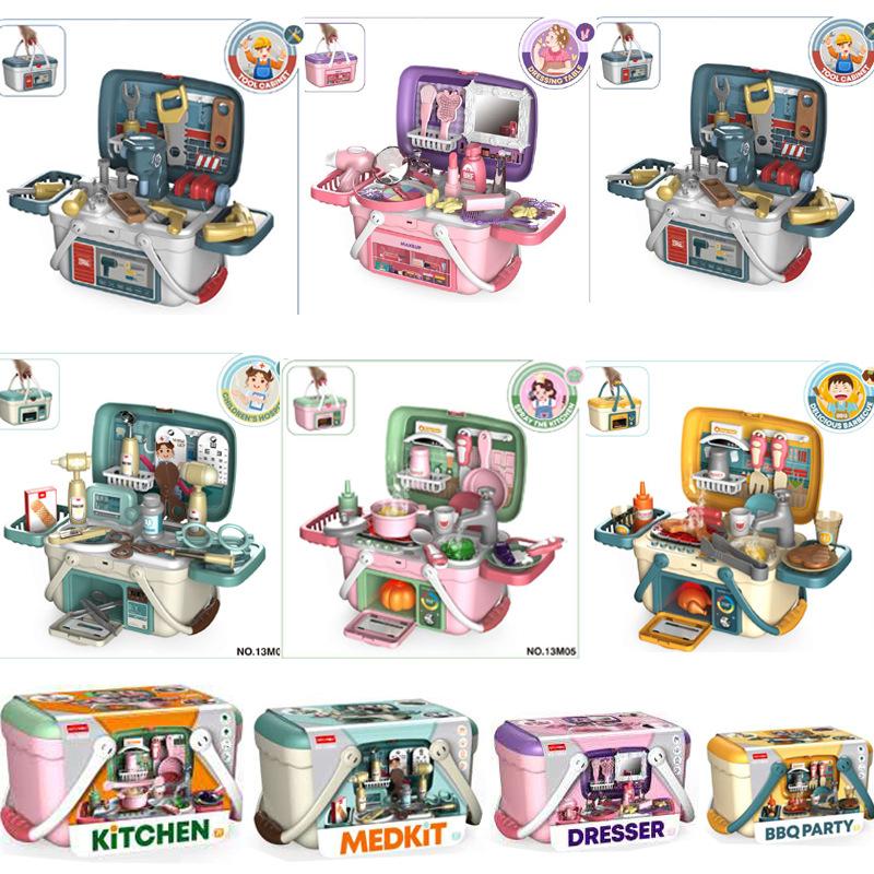 Children'S Deluxe Lighting Music Simulation Steam Outlet Water Spray Kitchen Portable Meal Play Home Furniture Set Toys