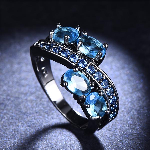 Women's Vintage Royal Blue Birthstone Ring Engagement Wedding Jewelry Size 6-10