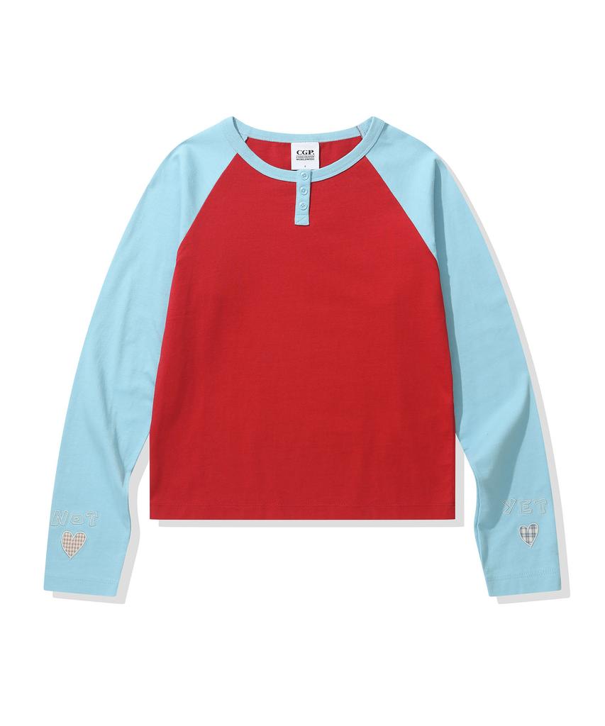 CGP (Women) Raglan Henley Neck Long Sleeve - Red