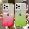 Gradiente laser amor coração claro caso de telefone para iphone 11 13 12 pro max x xr xs max 7 8 plus macio transparente acrílico capa traseira