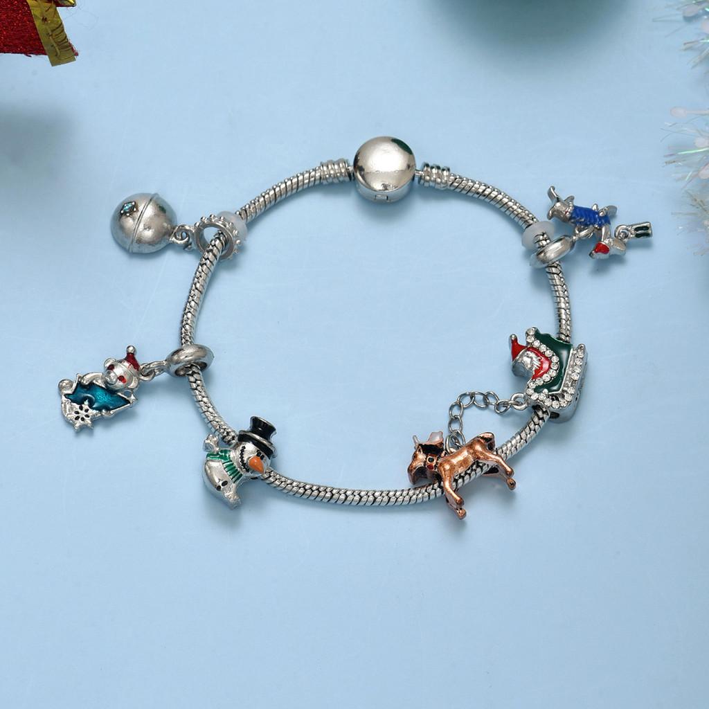 Weihnachts-Feiertags-Armband-Set Mit Cartoon-Nikolaus-Glocken Für Unisex-Geschenk