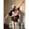 Guochao High Street Heavy T-Shirt Women's Summer Letter Printing Cotton Short Sleeve Oversize Half Sleeve T-Shirt  Ins