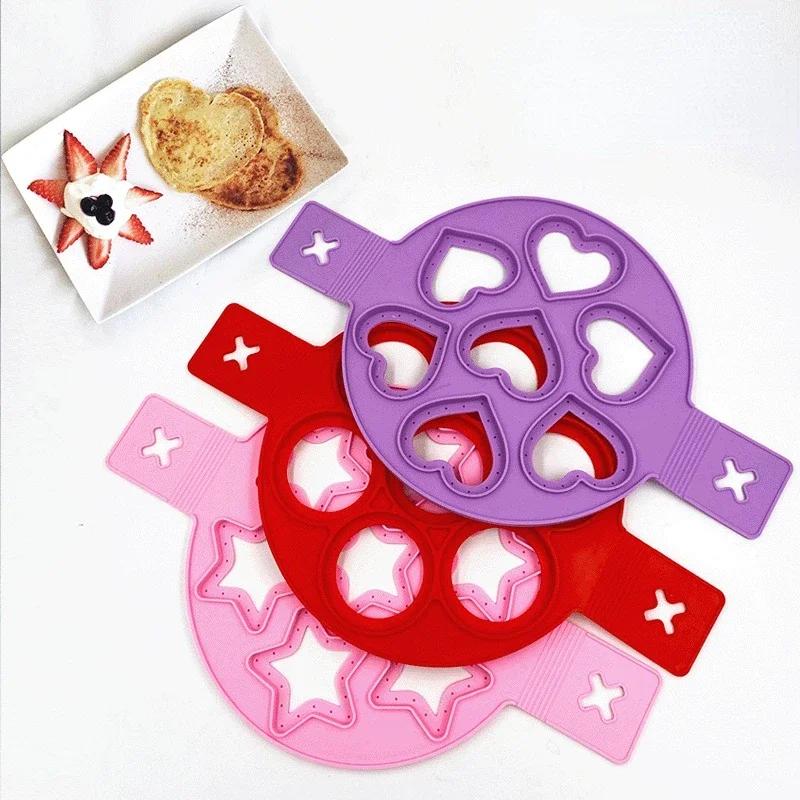 4/7 Holes Egg Pancake Maker Non Stick Silicone Mould Kitchen Baking Omelet Moulds Flip Cooker Egg Ring Egg Mold Baking Accessory