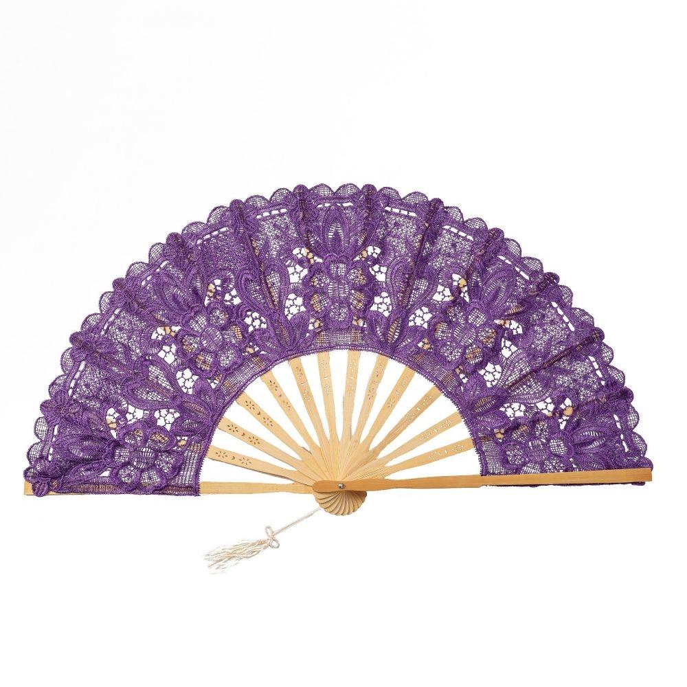 Lace Vintage Lace Hand Fan Hollow Ribs Handheld Embroidered Folding Fan Elegant Style 27cm Size Dance Handheld Fan Photo Props