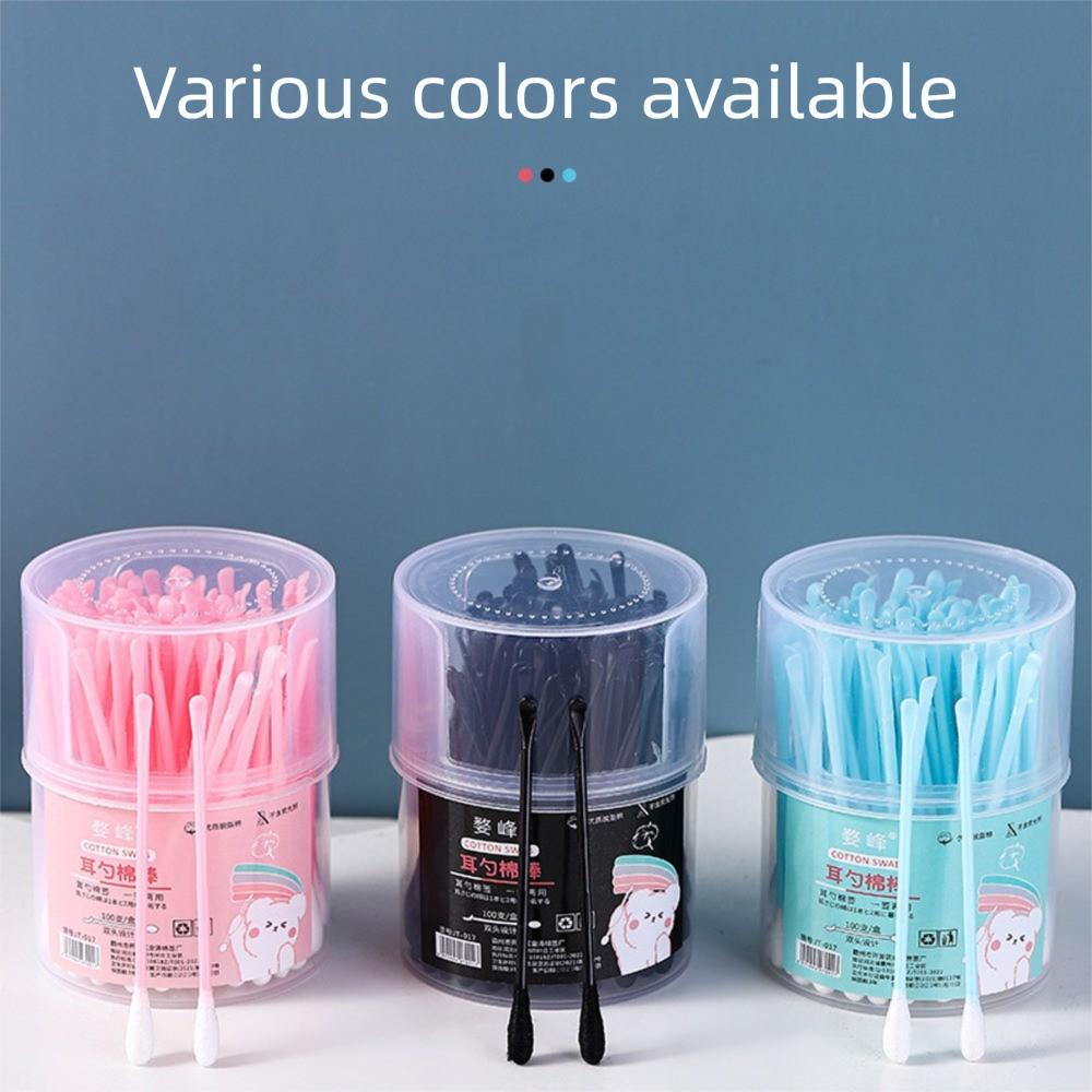 100Pcs Plastic Cotton Swabs Double-headed Cleaning Cotton Bud Convenient Ear Cleaner Home
