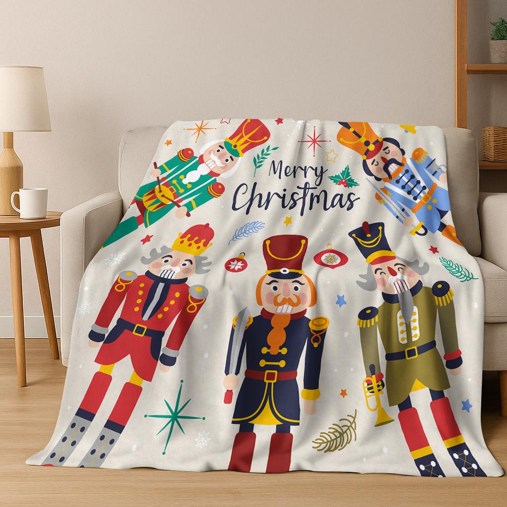 2026 New Nutcracker Merry Christmas Tree Cartoon Puppet Gift Flannel Blanket,Soft Throw Blanket for Home Bedroom Bed Sofa Kids