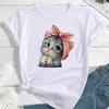 Mode Dames Schattig Cartoon Dier Kat Print T-shirt Grappig Casual Ronde Hals Korte Mouwen T-shirt Zomer Vrouwen T-shirt