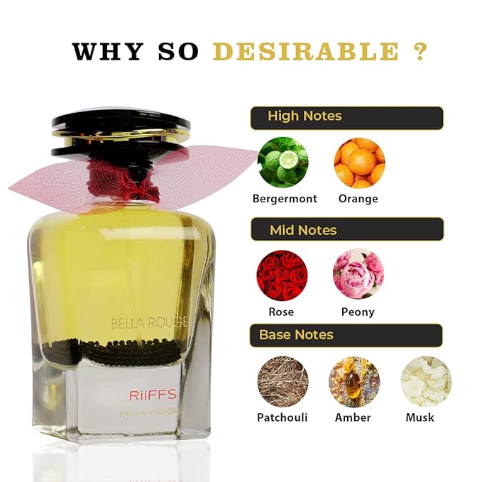 RiiFFS Bella Rouge Imported Long Lasting 100ml Women Perfume, Citrus, Floral & Musky, Soothing Fragrance